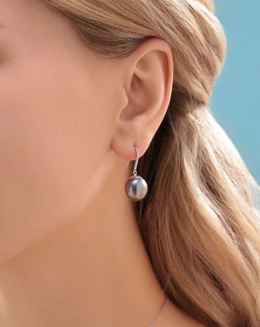 11-12 mm Tahitian Drop Pearl Gold Earrings - Ocean Gift